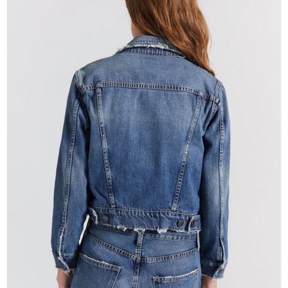 NWT Current Elliott The Baby Trucker Cropped Denim Jacket Size Large - Picture 8 of 9